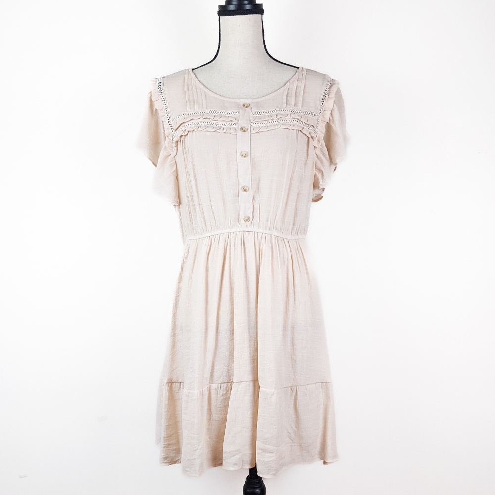 🦋LAST🦋 NWT Perch by Blu Pepper Cream Lace Accent Mini Dress. Size 3XL